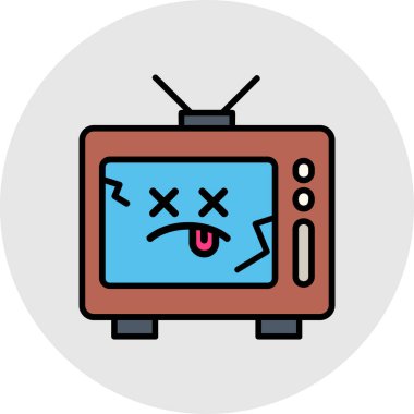 Televizyon ikonu. Web tasarımı için TV vektör simgesinin karikatür çizimi