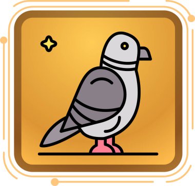 Yüzü ve bacağı izole edilmiş basit elleri olan kuş çizgi film karakterinin vektör çizimi