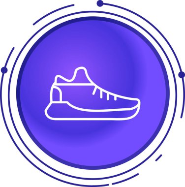 Beyaz arka planda mavi çizgi spor ayakkabı ikonu izole edildi. Ayakkabı işareti. vektör.