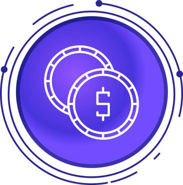 Beyaz arkaplanda dolar sembolü olan çizgi para. Nakit para işareti. Nakit para birimi. Renkli taslak konsepti. vektör.