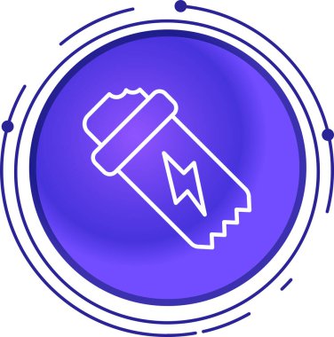 Mavi çizgi pil simgesi beyaz arkaplanda izole edildi. Şimşek sembolü. vektör illüstrasyonu