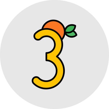 üç numaralı simge tasarımı vektör çizimi