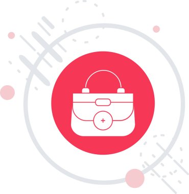 Uzun gölgeli beyaz çizgi kulaklık simgesi izole edildi. Kulaklıklar. Müzik dinleme, hizmet, iletişim ve operatör konsepti. pembe daire düğmesi.