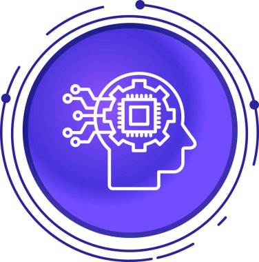 Beyaz arkaplanda izole edilmiş yapay zeka makinesi simgesi. Öğrenme makinesi, makine bulut hesaplama. Renkli taslak konsepti. vektör.