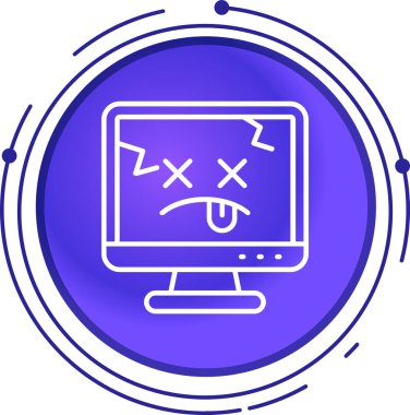 beyaz arkaplanda izole edilmiş kırık pencere simgesine sahip satır bilgisayarı. Hata, hata, alarm, hata. Renkli özet kavramlı renkli bir kavram.