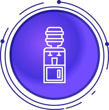 Beyaz zemin üzerinde izole edilmiş su ikonu için mavi çizgi su şişesi. Soda ve içecek tabelası. Mavi daire düğmesi. vektör illüstrasyonu