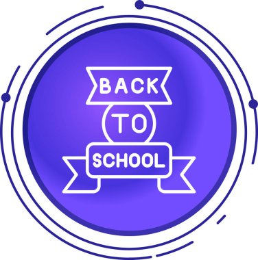 Okul rozetine geri dön. Okul ve eğitim tabelası olan bir ikon. Okul amblemi yıldızlarla dolu. doğrusal eğimli çizgi ve doğrusal çember düğmesi