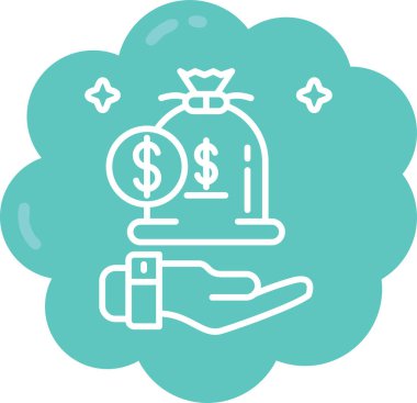 Bir elin dolar işareti ile bozuk para tutmasının vektör çizimi