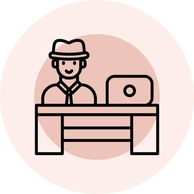 Bilgisayarı olan bir adamın vektör simgesi