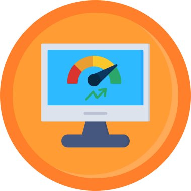 Pasta grafiği ile bilgisayar monitörü.