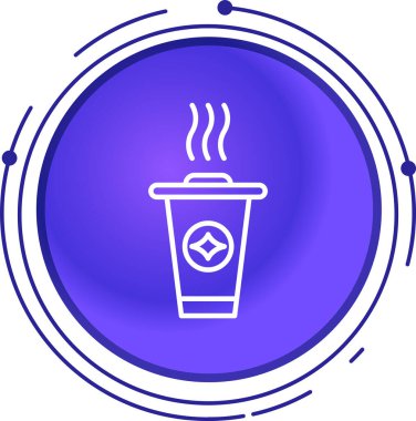 Beyaz arka planda yaprak simgesi olan çizgi çay fincanı. Renkli taslak konsepti. vektör.