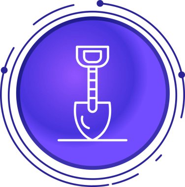 Beyaz arka planda izole edilmiş çizgi bahçe küreği ikonu. Bahçıvanlık aleti. Bahçecilik, tarım, çiftçilik. Renkli taslak konsepti. vektör.