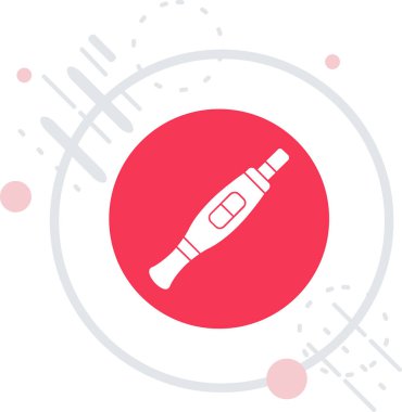 Hava sıcaklığı simgesi için beyaz ve kırmızı çizgi termometresi beyaz arkaplanda izole edildi. Soyut çember ana hatları. vektör illüstrasyonu