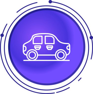 Beyaz arka planda izole edilmiş, taksi simgesi olan renkli bir araba. Taksi servisi. Gradyan daire şekilleri. vektör illüstrasyonu