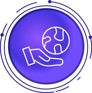 Mavi çizgi Dünya ikonu beyaz arkaplanda izole edilmiş. Dünya ya da Dünya işareti. Küresel sembol. Geometrik şekiller. vektör illüstrasyonu