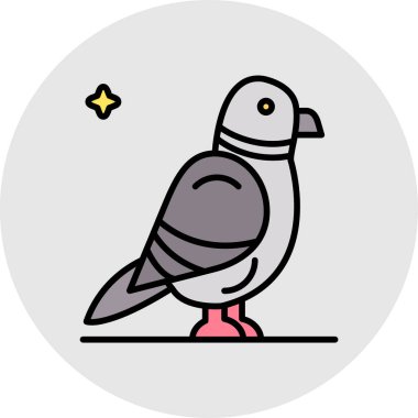 Bir kuş simgesi ile güvercin simgesinin vektör illüstrasyonu