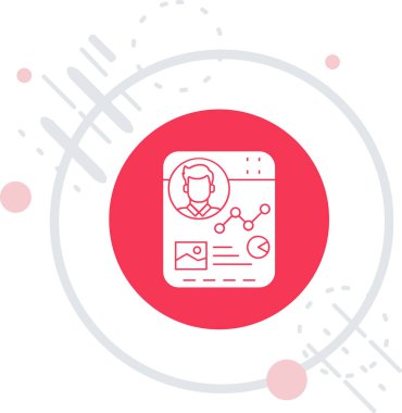 Beyaz arkaplanda izole edilmiş kimlik kartı simgesi olan renk çizgisi insan yüzü. Değişken rastgele dinamik şekiller. vektör.