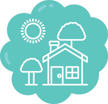 Ağacı olan tek bir evin vektör çizimi