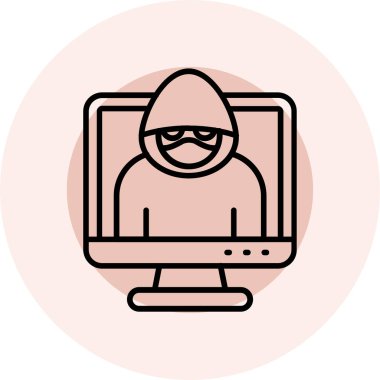 Dizüstü bilgisayar vektör illüstrasyonlu hacker