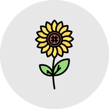 güzel ayçiçeği çizgisi vektör simgesi