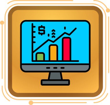 Çizelge simgesi olan bilgisayar ekranı. vektör illüstrasyonu