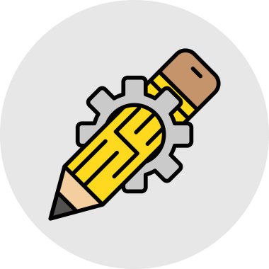 Kalem simgesi. Taslak kalem vektör rengi düz izole