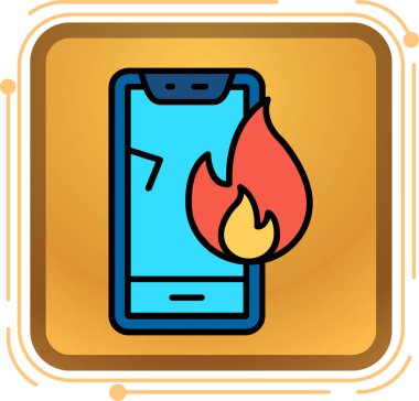 akıllı telefon ateş simgesi, çizgi film tarzı
