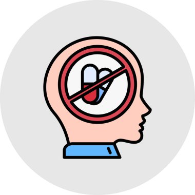 Beyin vektörü çizimi olan birinin kafasında hap olan bir beyin.