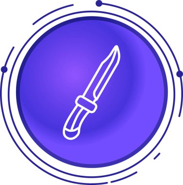 Beyaz arka planda izole edilmiş ortaçağ kılıç simgesini aşan renk çizgisi. Ortaçağ silahı. Gradyan beyaz noktalar. vektör illüstrasyonu