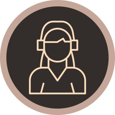 Yuvarlak bir simgede bir kadının vektör çizimi