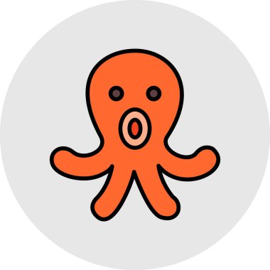 şirin ahtapot simgesi, basit tasarım