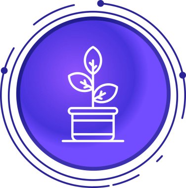 Beyaz arkaplanda yaprak simgesi olan çizgi bitkisi. fidanda bitki. Doğa işareti. Çevresel. Renkli taslak konsepti. vektör