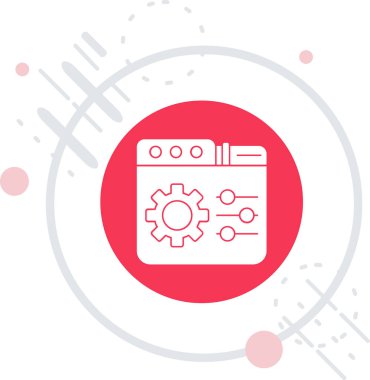 beyaz sunucu, veri, web sunucu simgesi beyaz arkaplanda izole edildi. Kırmızı daire düğmesi. düz dizayn. vektör