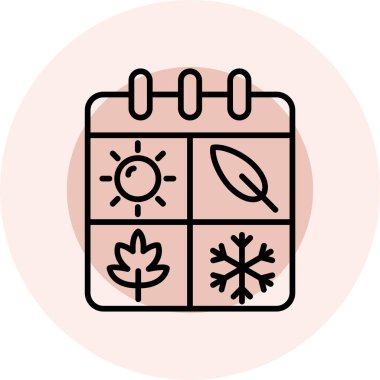 Kış mevsimi ikonu, kış mevsimi, kış mevsimi konsepti, takvim simgesi ve sembolü olan takvim ana hatlarıyla simgesi