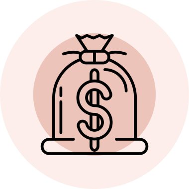 çanta para para simgesi doldurulmuş - taslak biçimi