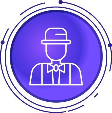 Beyaz arka planda yay ve kravat ikonlu çizgi sihirbazı şapkası. Sihir numarası. Gizemli eğlence konsepti. Renkli taslak konsepti. vektör