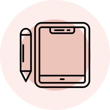 Kalemle akıllı telefonun vektör illüstrasyon simgesi