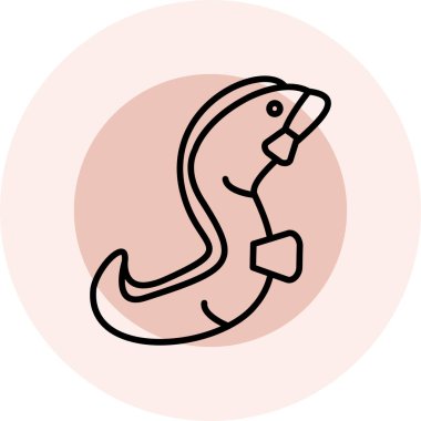 Line Fish simgesi beyaz arkaplanda izole edildi. Renkli taslak konsepti. Vektör.