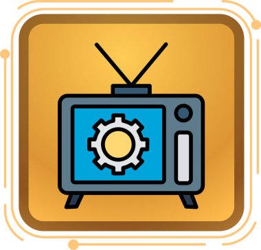 Televizyon ikonu. Web için televizyon vektör simgesinin düz çizimi