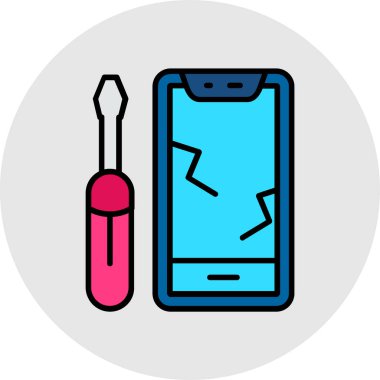Akıllı telefon ve tornavida ikonu. Onarım ve aletler teması. vektör illüstrasyonu