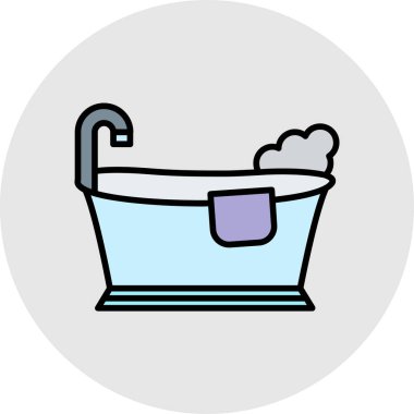 Küvet simgesi, vektör illüstrasyonu basit tasarım