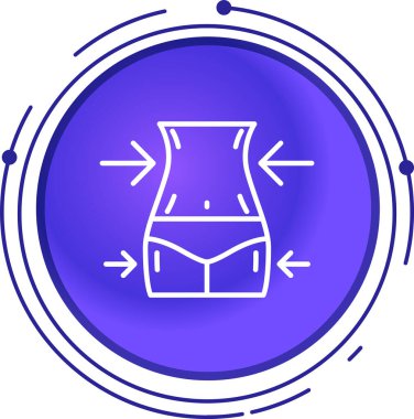 Mavi çizgili deri kemer simgesi beyaz arkaplanda izole edilmiş. Kıyafet aksesuarı. Suç ortağı. Çember düğmesi. vektör.