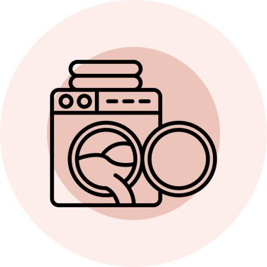 çamaşır makinesi vektör illüstrasyonu, düzenlenebilir satır doldurulmuş ana çizgi simgesi