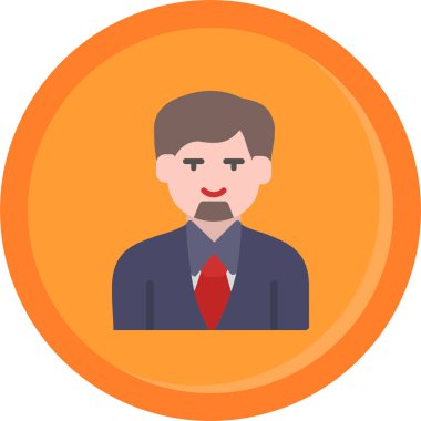 İş adamı düz ikon vektör çizimi. Çember içindeki adam.