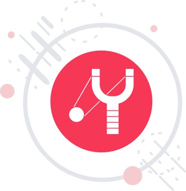 Mataralı beyaz test tüpü ve uzun gölgeli laboratuvar test ikonu. Laboratuvar laboratuarı. Camdan yapılma. Kırmızı daire düğmesi. vektör illüstrasyonu.