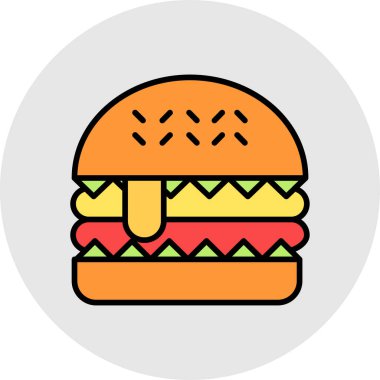 Hamburger ikonu vektör illüstrasyonu