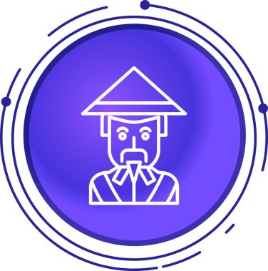 Beyaz arka planda mavi Çin burcu simgesi var. Yıldız falı koleksiyonu. Mavi renkli rastgele noktalar. vektör illüstrasyonu