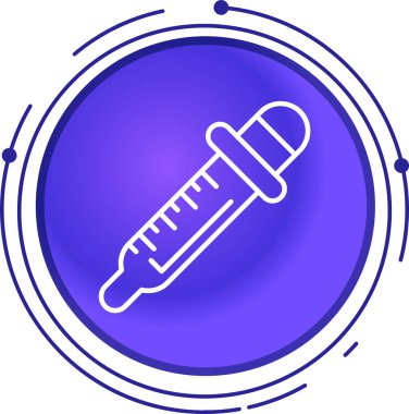 Beyaz arkaplanda çizgi şırınga simgesi izole edildi. Aşı için şırınga, aşı, iğne, grip aşısı. Tıbbi malzemeler. Renkli özet