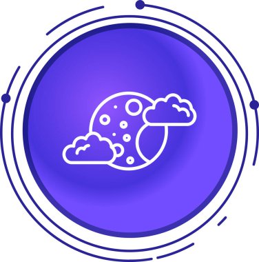 Beyaz arka planda izole edilmiş çizgi bulutu ve ay simgesi. Bulutlu gece işareti. Uyku rüyaları. Gece ya da yatak zamanı işareti. Renkli özet kavramı.