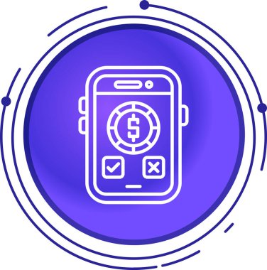 Beyaz arkaplanda dolar sembolü olan siyah hat telefonu. Çevrimiçi alışveriş, ödeme, online ödeme, internet pazarlama. Çember düğmesi. vektör.